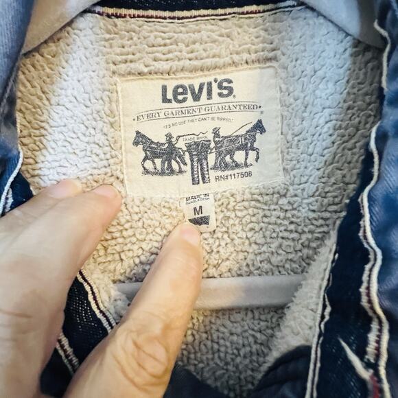 Levi Strauss Shirt Mens Medium Canvas Sherpa Lined Shacket Chore Barn Coat - Picture 2 of 9
